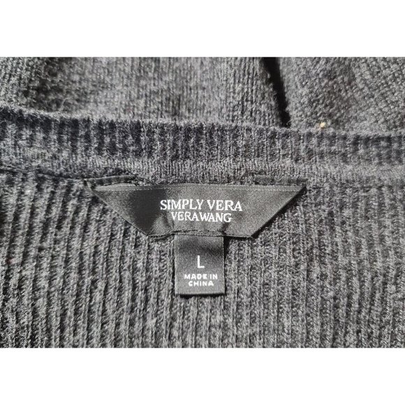 SIMPLY VERA VERAWANG Women Sz L Black White Floral Lace Basic Tunic Blouse 270P - Picture 4 of 5